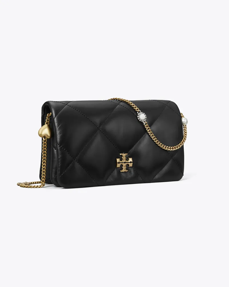 Tory Burch Damen Kira Diamond Quilt Charm Crossbody Black