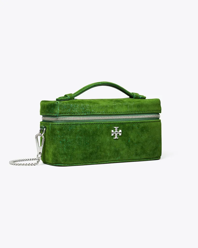 Tory Burch Damen Kira Flocked Vanity Case Emerald