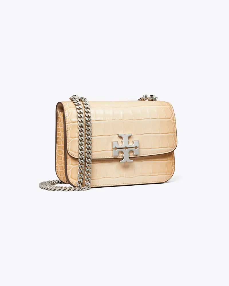 Tory Burch Damen Small Eleanor Croc-Embossed Bag Pale
