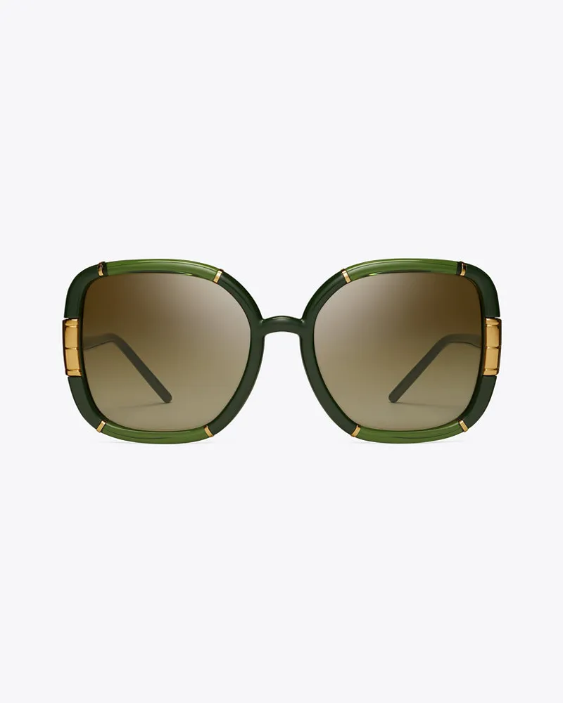 Tory Burch Eleanor Oversized Square Sunglasses Olive