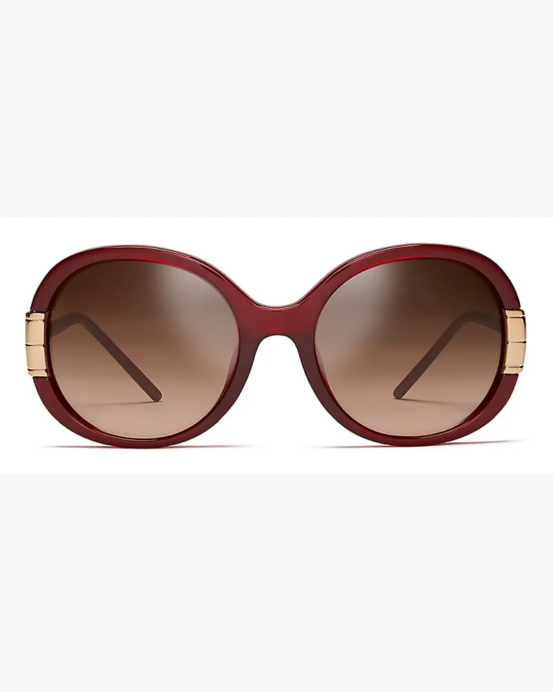 Tory Burch Single T Oval Sunglasses Bordeaux