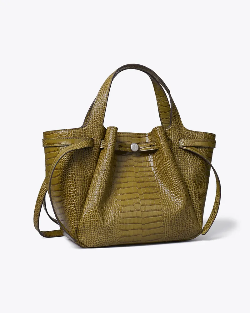 Tory Burch Damen Kleine Romy Tote Bag mit Krokoprägung Shroom