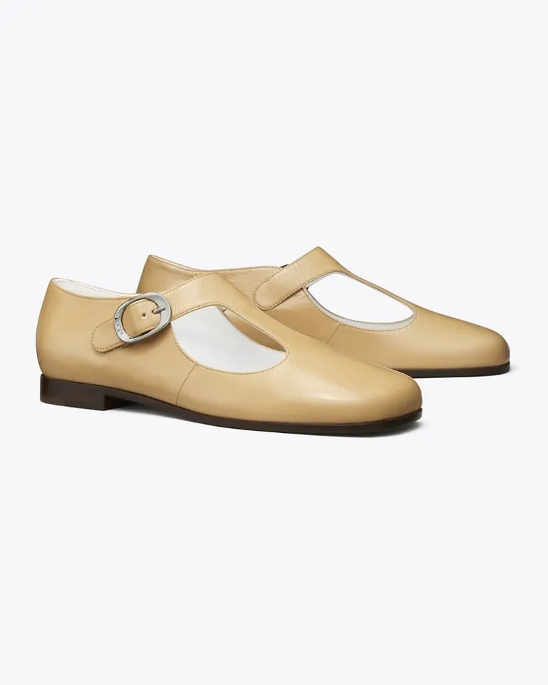 Tory Burch Damen Violet T-Strap Cornsilk