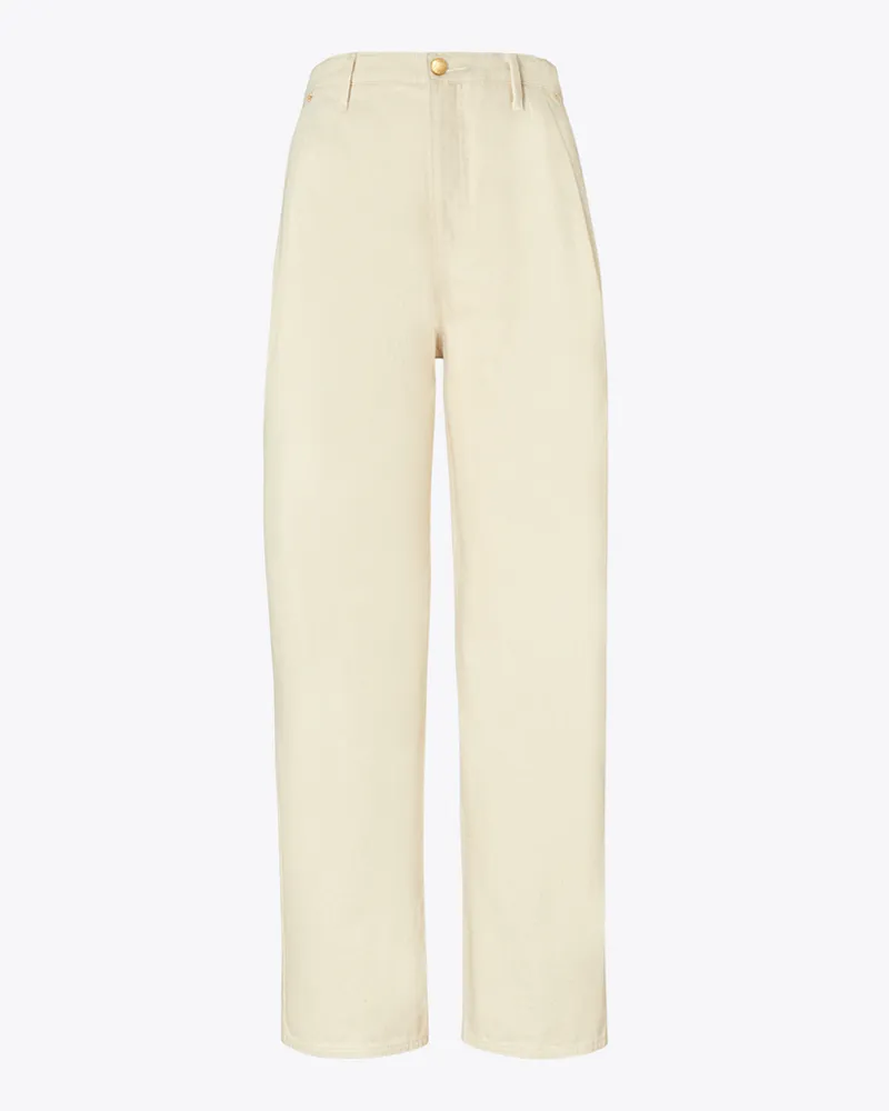 Tory Burch Damen Denimhose mit Falten in Beige Natural