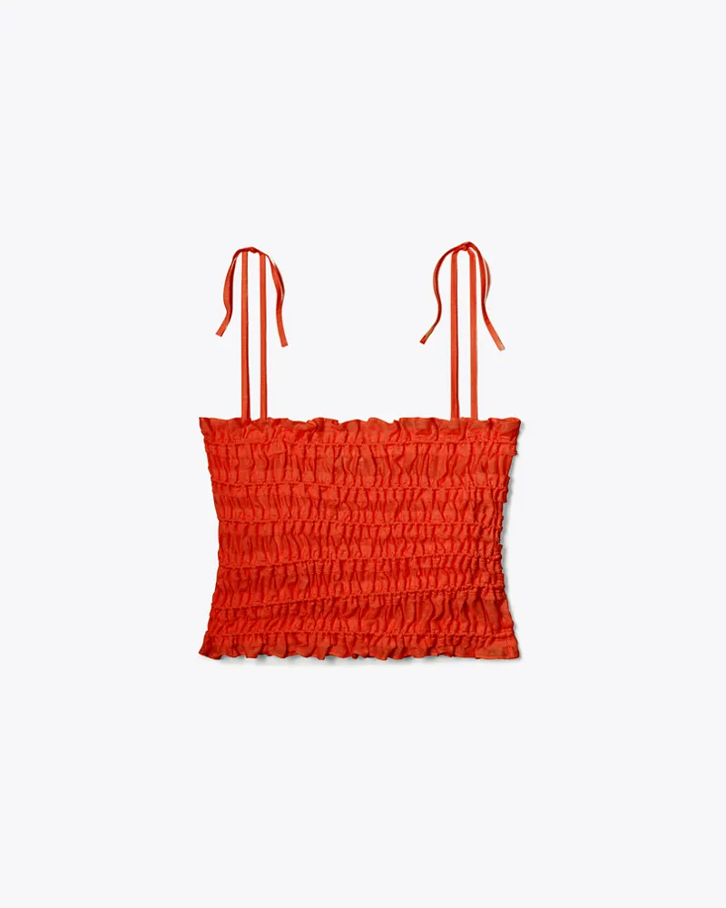 Tory Burch Damen Gesmoktes Top aus Viskose Deep