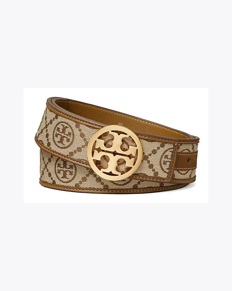 Tory Burch Jacquardgürtel Mit T-Monogramm Hazelnut