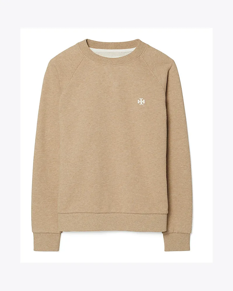 Tory Sport Rundhalspullover Aus French-Terry Mit Raglanärmeln Natural
