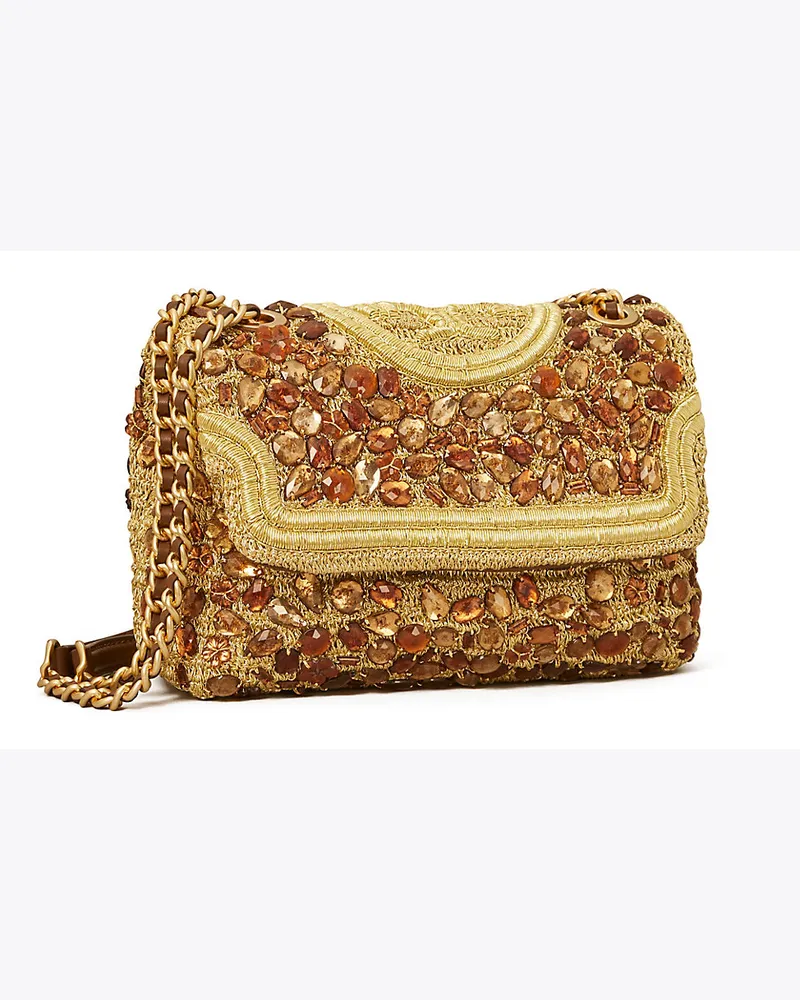Tory Burch Kleine, Schmuckvolle, Wandelbare Fleming Schultertasche Mit Häkeldetail 