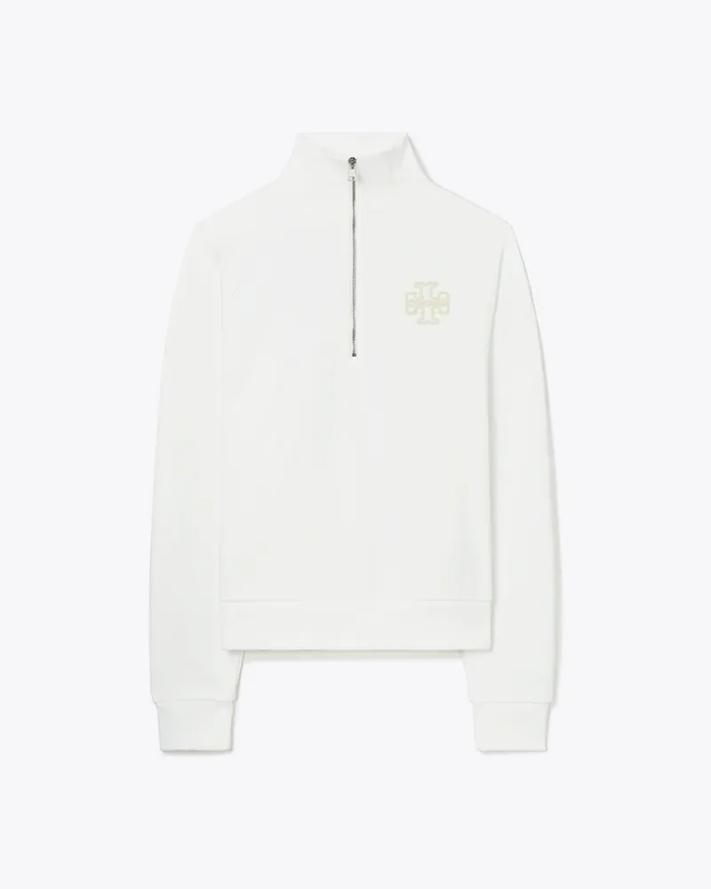 Tory Burch Damen Sweatshirt-Troyer aus schwerem French Terry Snow