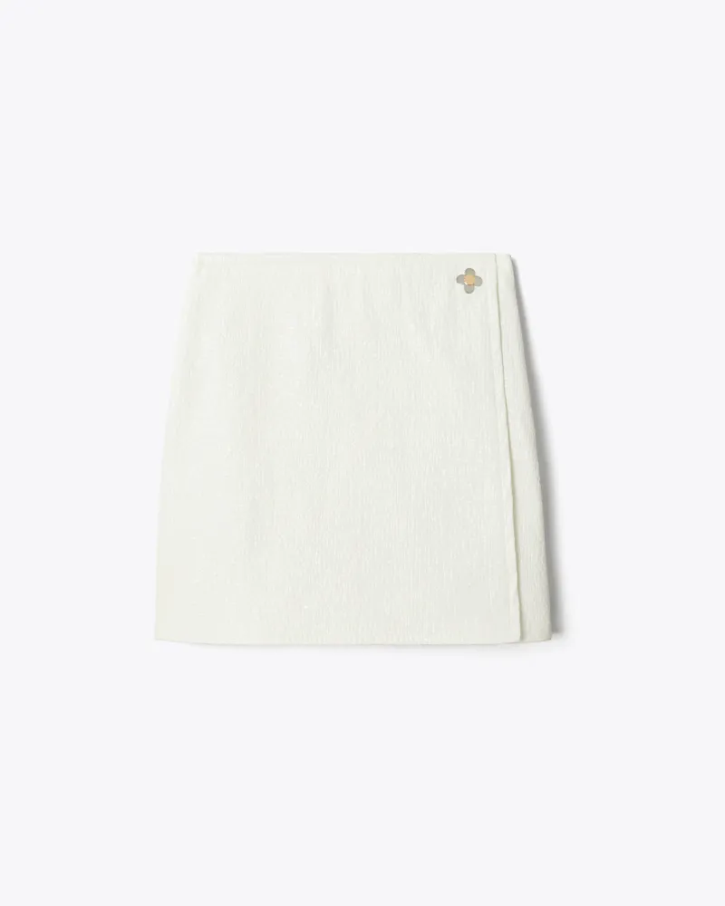 Tory Burch Damen Rock aus Kunstleder in Knitteroptik White