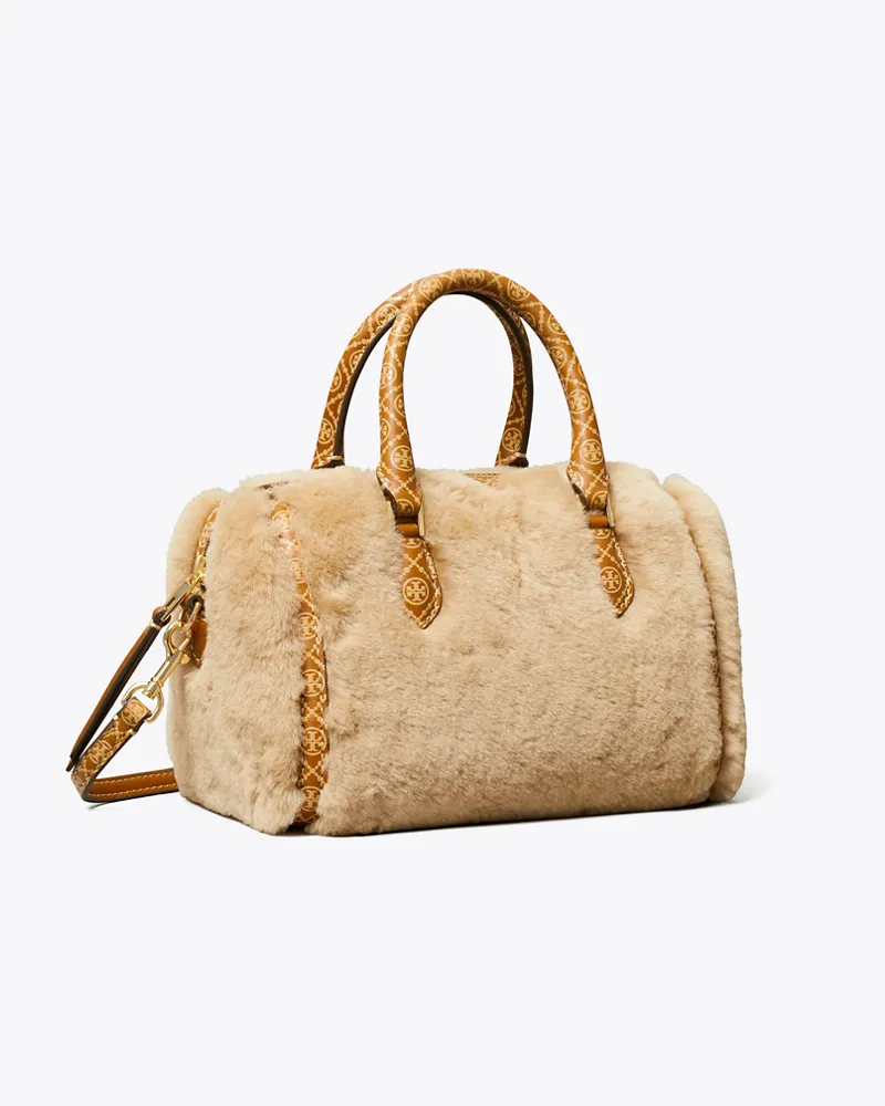 Tory Burch Petite Barrel Bag aus Lammfell mit T-Monogramm Teddy