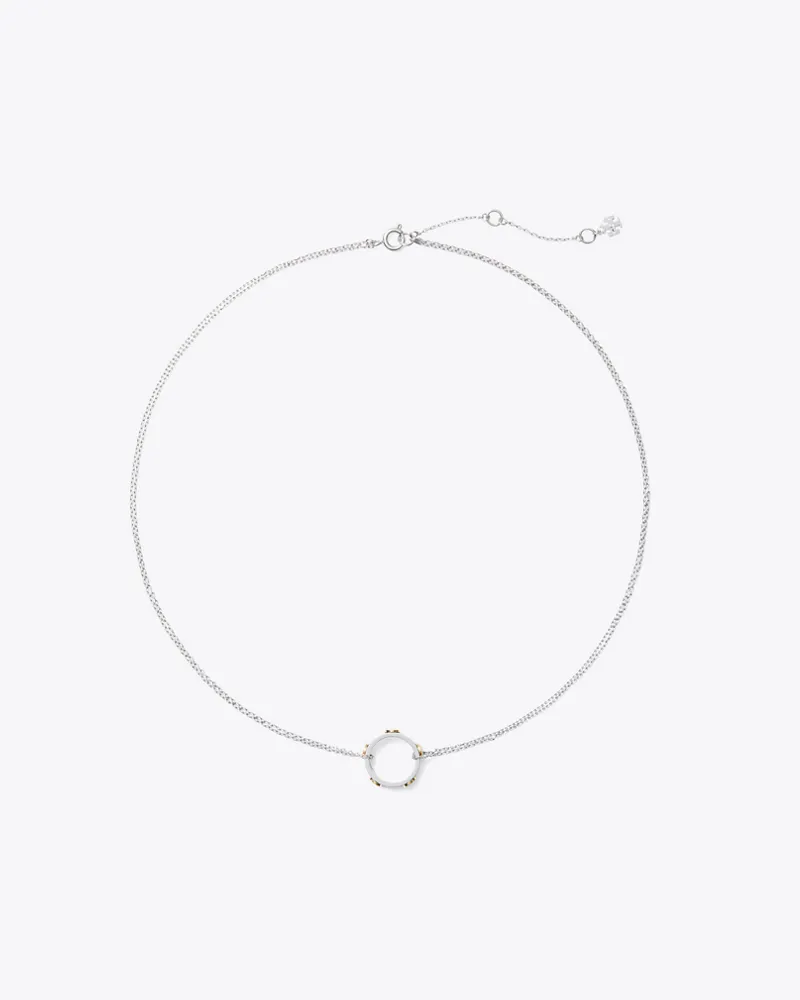 Tory Burch Damen Miller Halskette mit nietenbesetztem Ringanhänger Tory