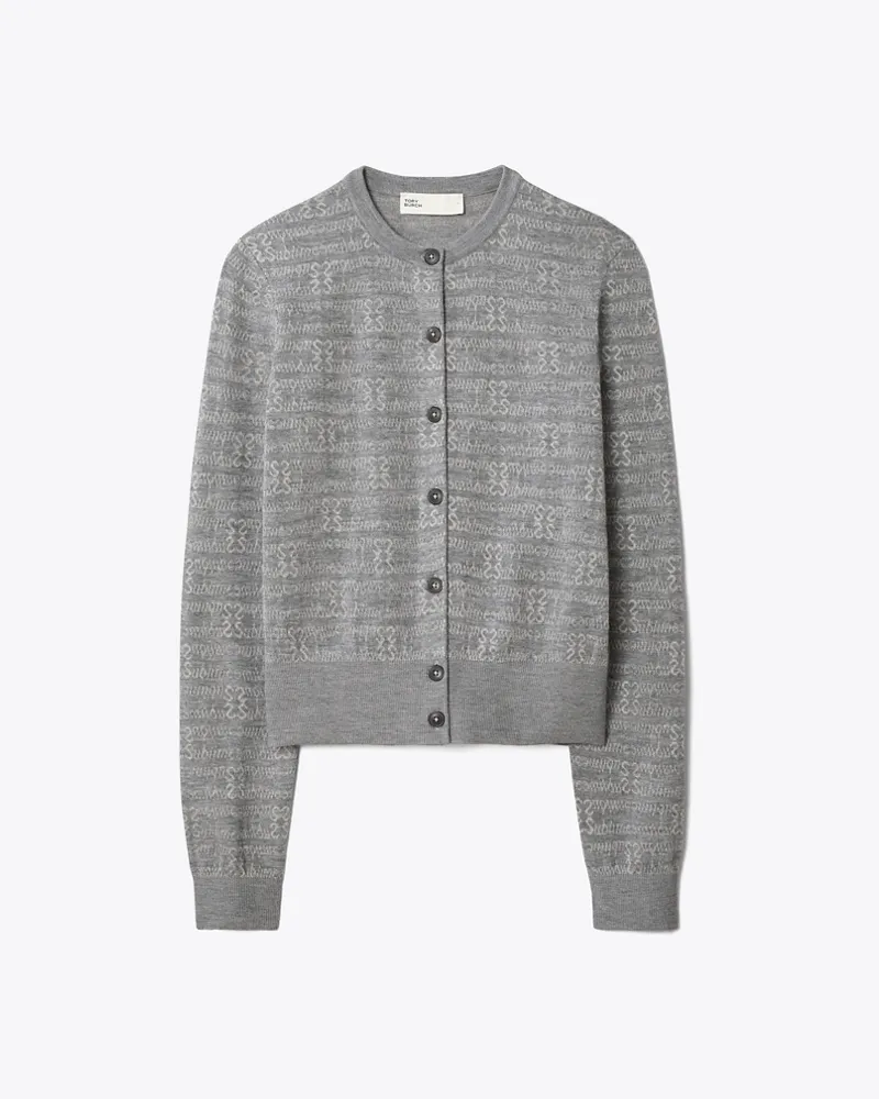 Tory Burch Damen Sublime Wool Cardigan Steel