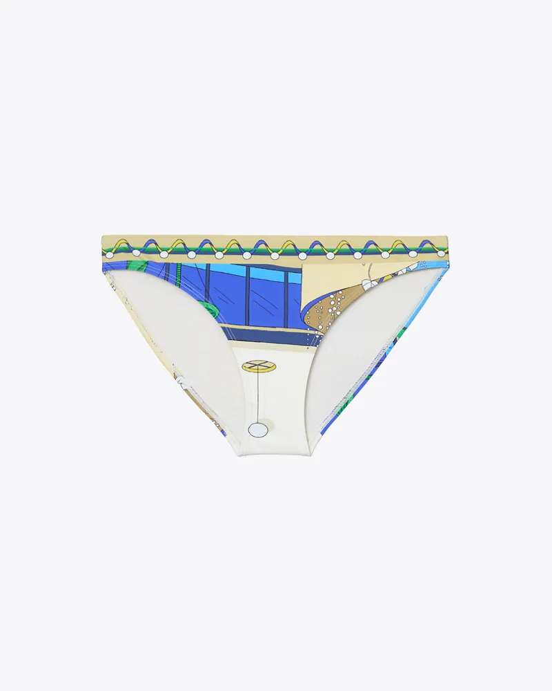 Tory Burch Damen Printed Bikini Bottom Green