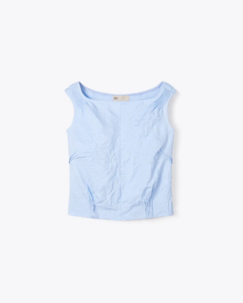 Tory Burch Damen Crinkled Viscose Top Cornflower