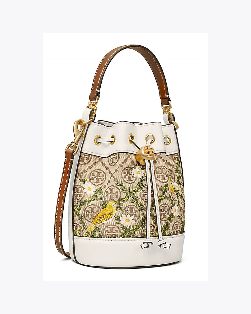 Tory Burch Bestickte Mini Beuteltasche Aus Jacquard Mit T-Monogramm 