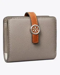 Tory Burch Robinson Pebbled Mini Wallet Gray