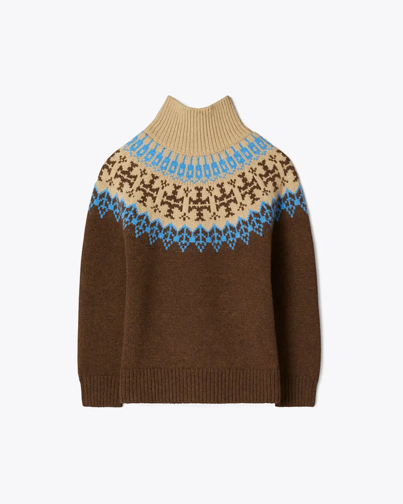 Tory Burch Fair-Isle-Pullover aus Wolle Chocolate