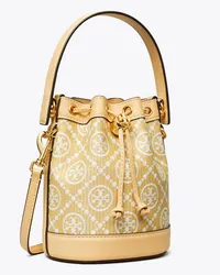 Tory Burch T Monogram Raffia Mini Bucket Bag Natural