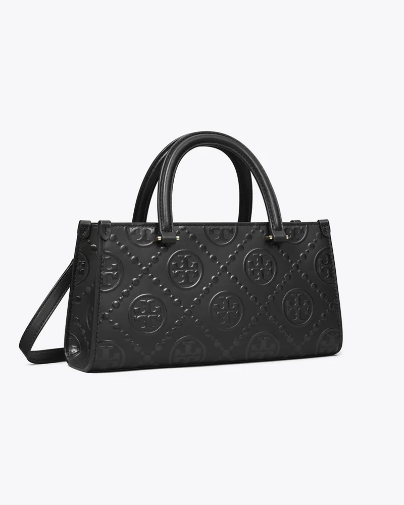 Tory Burch Damen Kleine, rechteckige Tote Bag mit T-Monogramm-Prägung Black