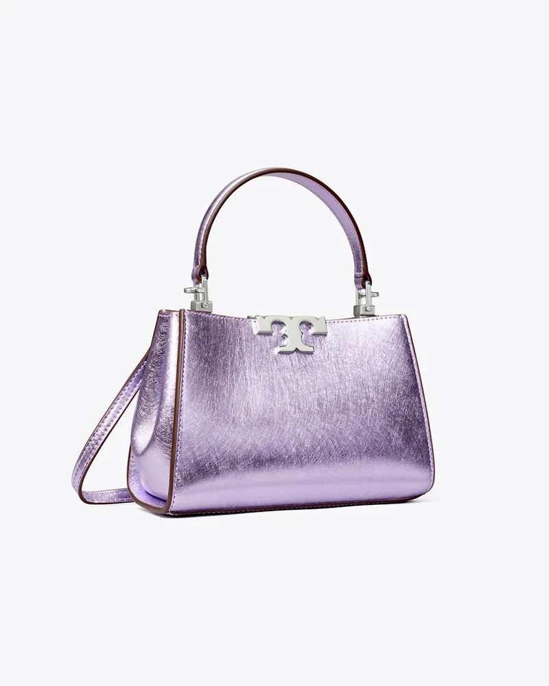 Tory Burch Damen Mini Eleanor Henkeltasche in Metallic-Optik Lavender