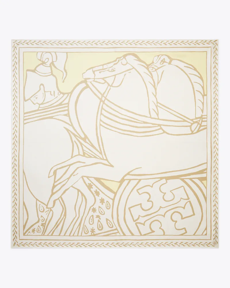 Tory Burch Damen Quadratisches Seidentuch mit Trocadero Horses Print Horses