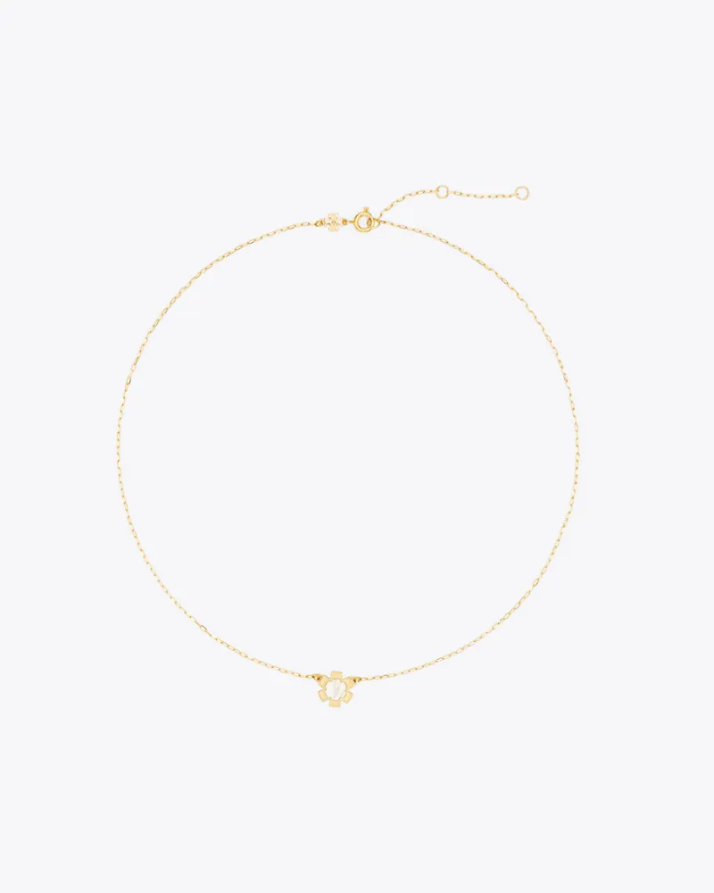 Tory Burch Damen Forget Me Not Halskette mit Perlmutt-Anhänger Tory