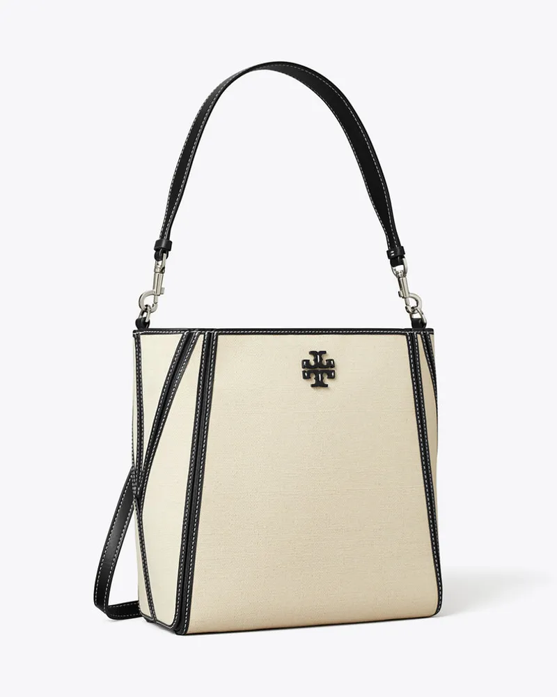 Tory Burch McGraw Canvas Bucket Bag Natural