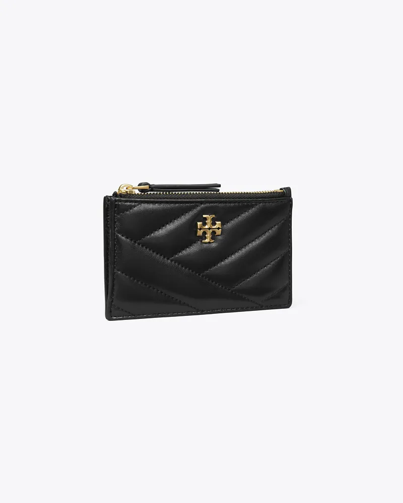 Tory Burch Damen Kira Kartenetui mit Chevronmuster und Reißverschluss Black