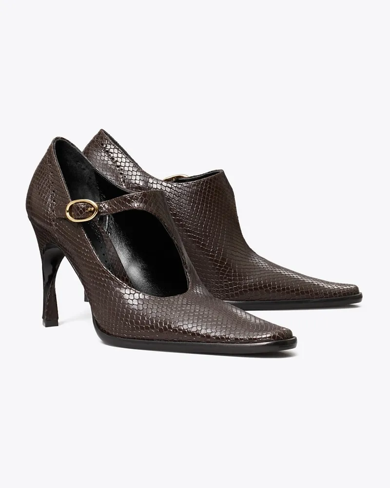 Tory Burch Monkstrap mit Absatz und Twist-Effekt Chocolate
