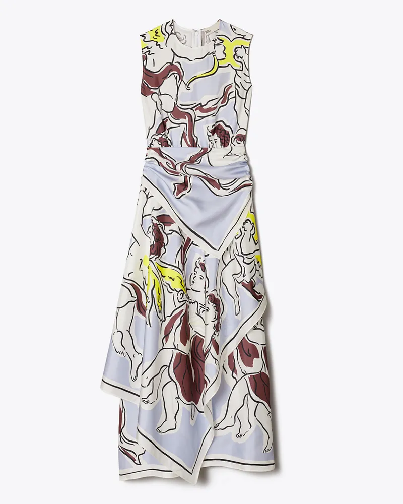 Tory Burch Damen Bedrucktes Seidenkleid Lilac