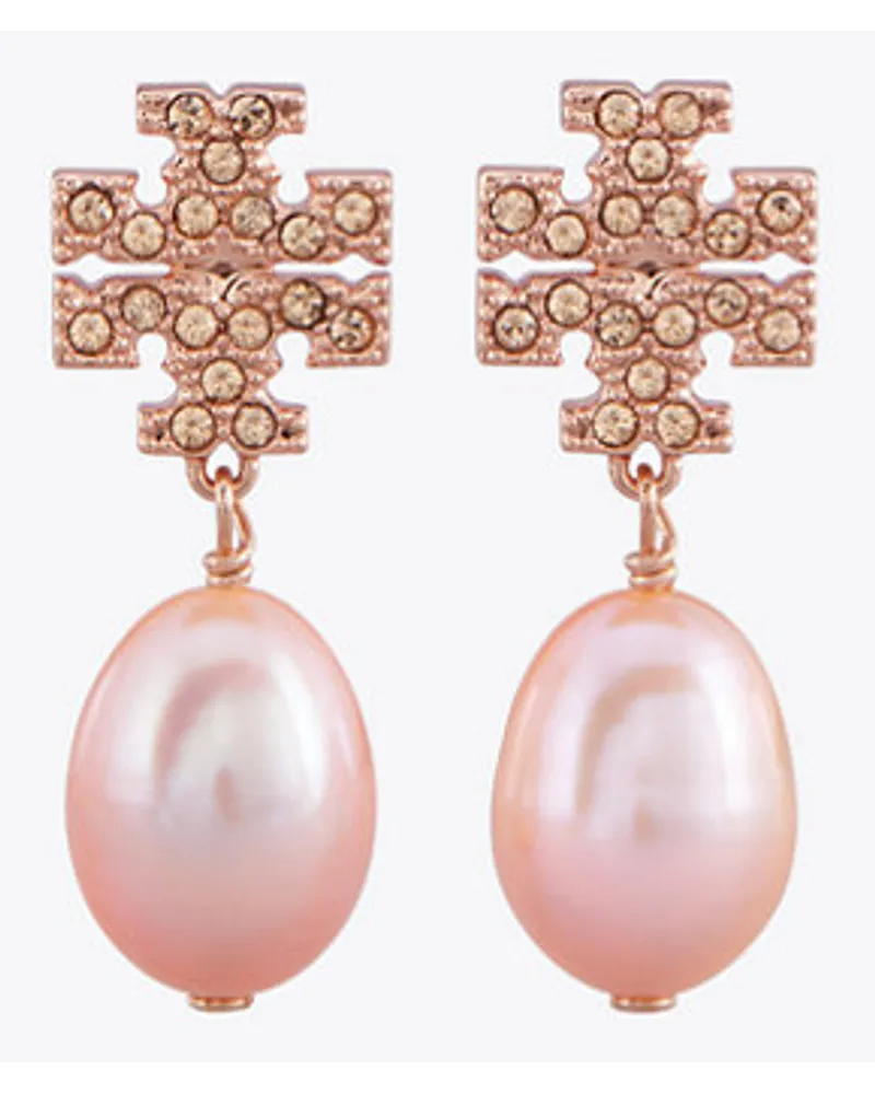 Tory Burch Kira Pavé Pearl Drop Earring Rose