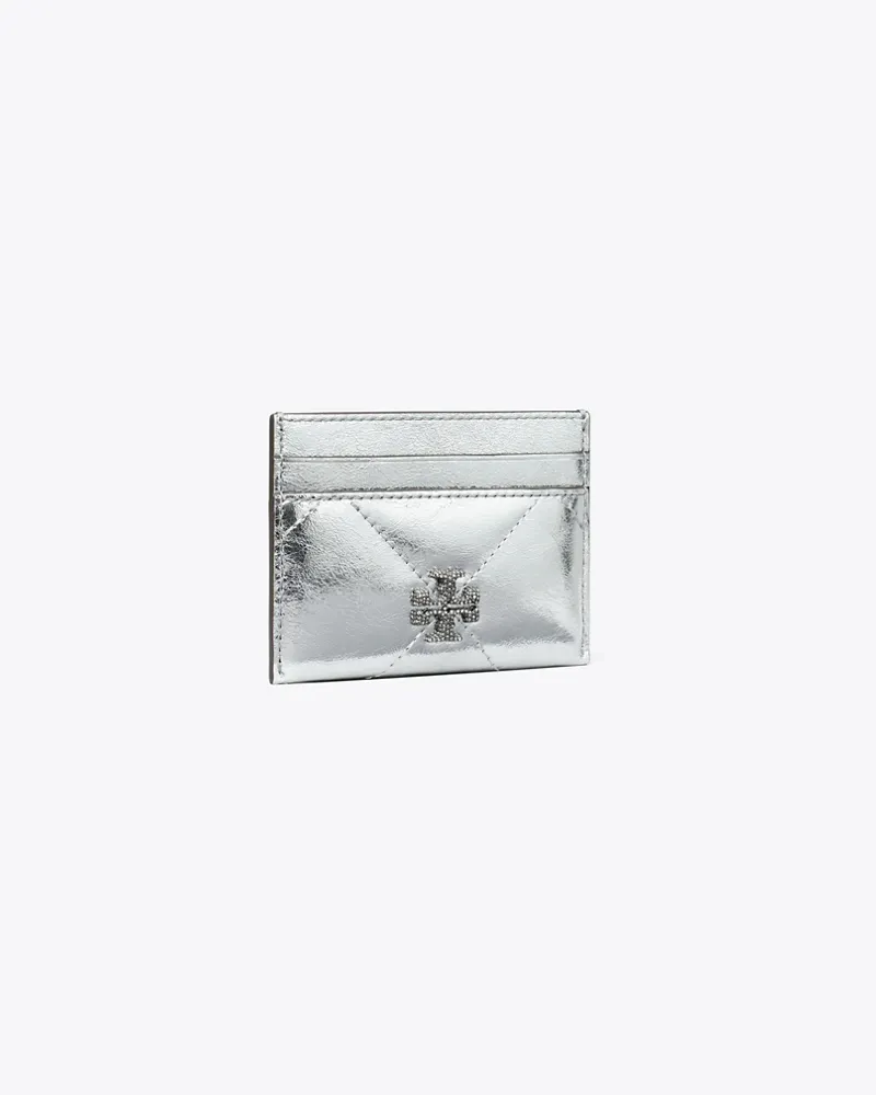 Tory Burch Damen Kira Diamond Quilt Metallic Card Case Silver