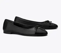 Damen Ballerina mit Zehenkappe in Schwarz/Schwarz