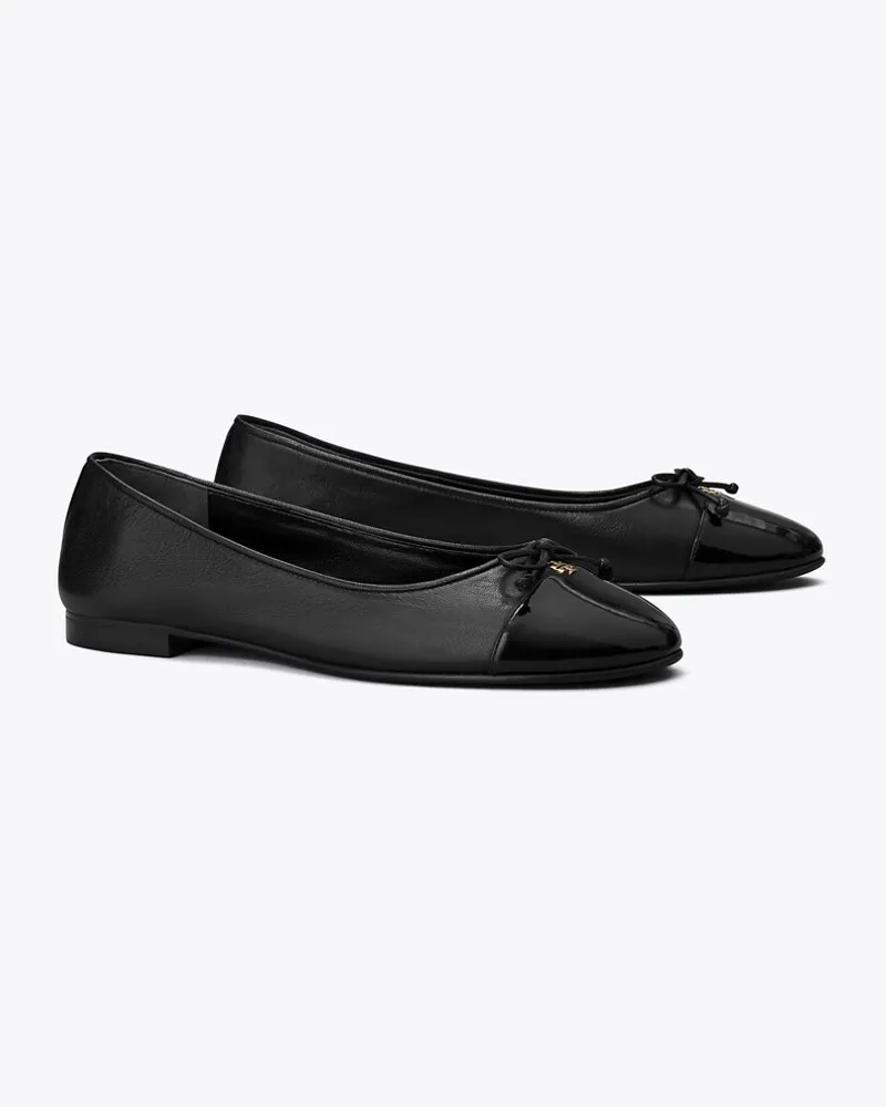 Tory Burch Damen Ballerina mit Zehenkappe in Schwarz/Schwarz Perfect