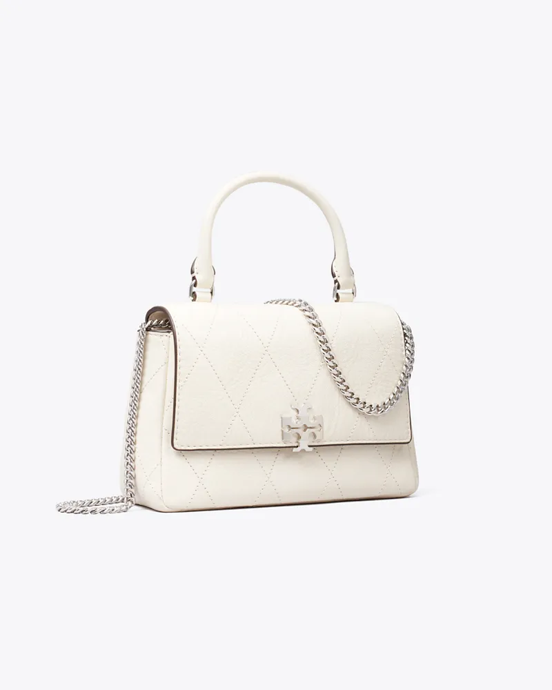 Tory Burch Gesteppte Mini Charlie Crossbody Bag mit Tragegriff oben Light