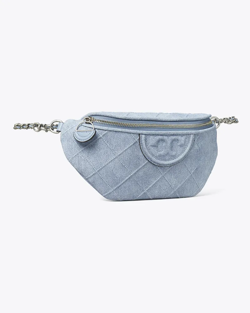 Tory Burch Damen Fleming Gürteltasche aus Wildleder mit Denim-Print Denim