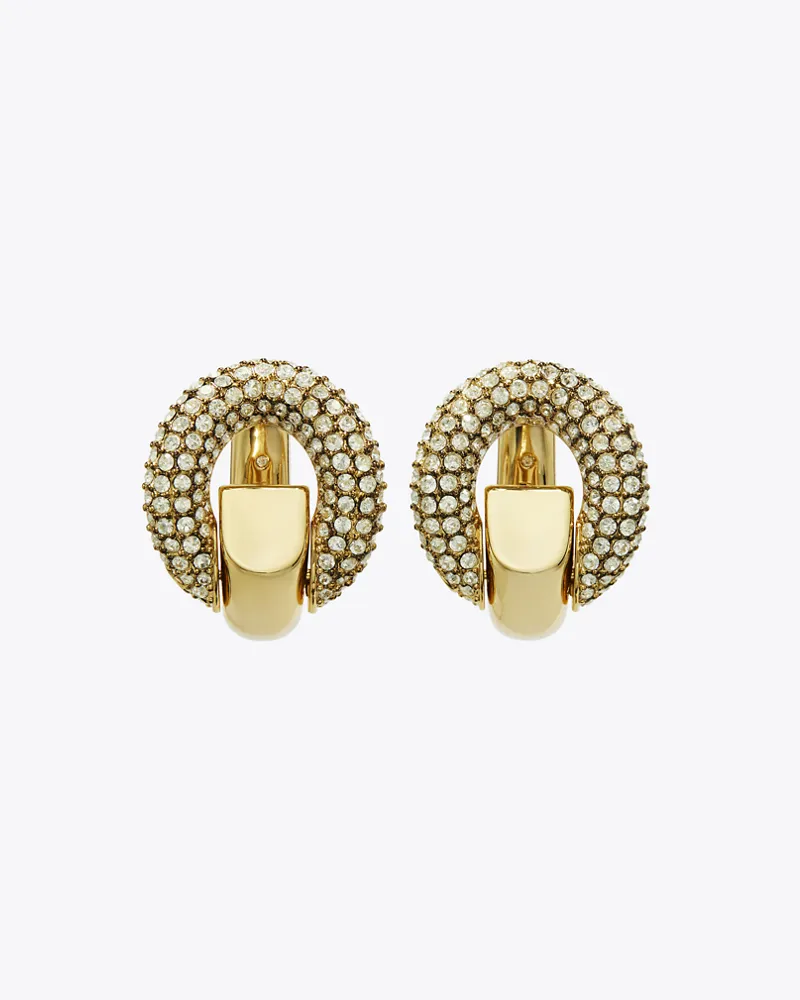 Tory Burch Damen Pavé-Creolen mit Piercingdetail Light