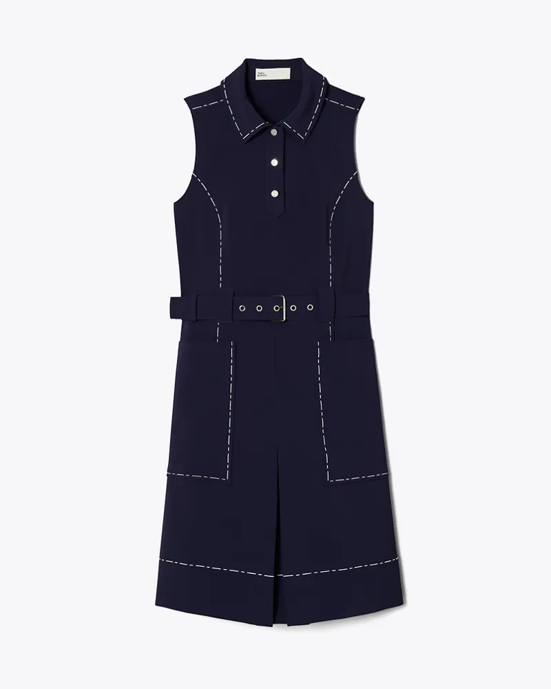 Tory Burch Damen Golfkleid aus Stretchmaterial mit Heftnaht Deep