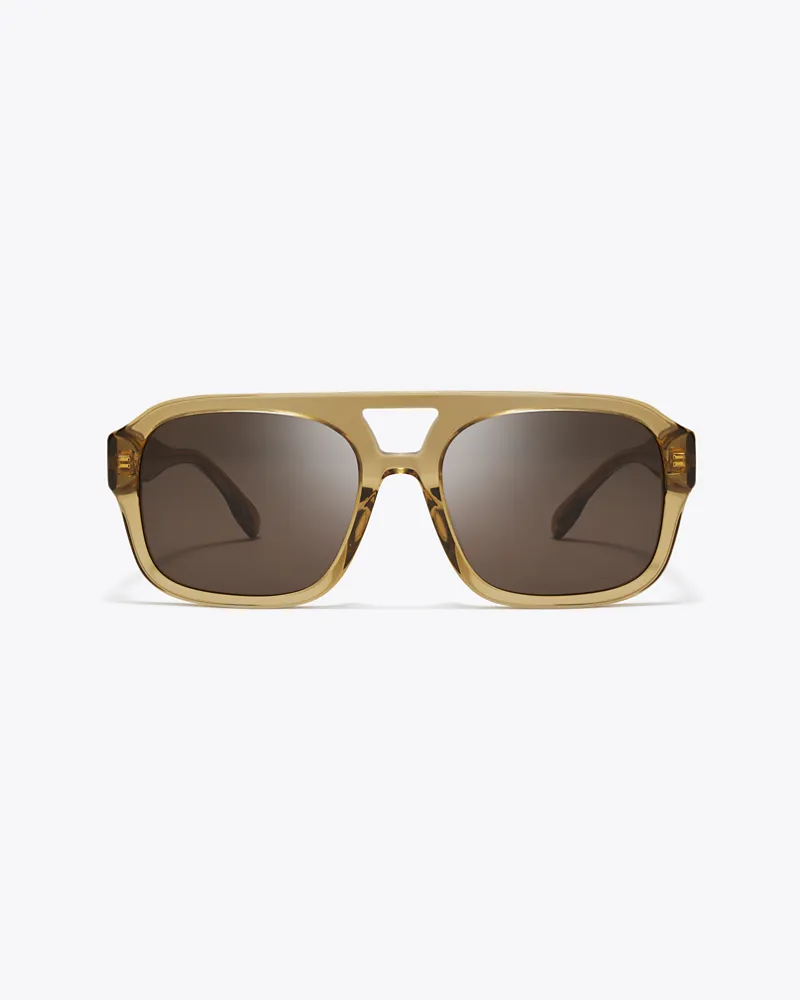 Tory Burch Damen Miller Navigator Sonnenbrille Transparent