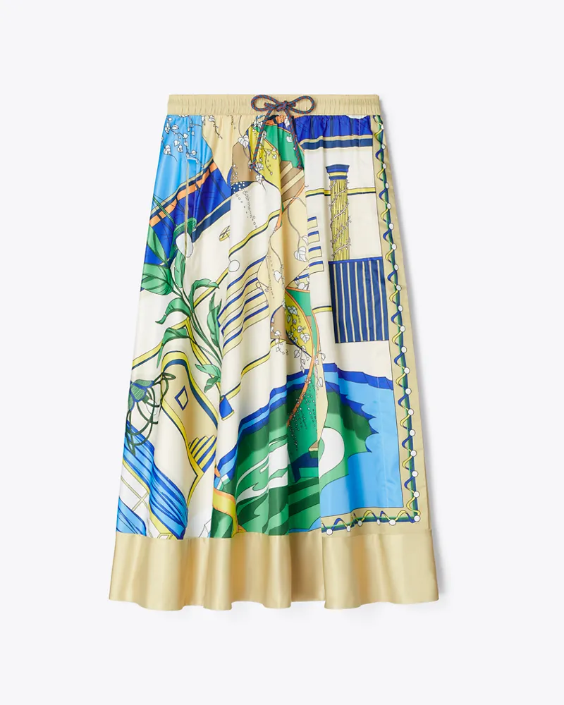Tory Burch Damen Bedruckter Satinrock aus Nylon The