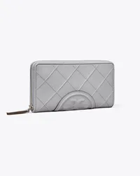 Tory Burch Fleming Soft Polished-Grained Zip Continental Wallet Slate