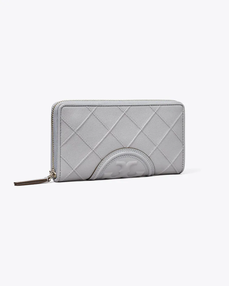 Tory Burch Fleming Soft Polished-Grained Zip Continental Wallet Slate