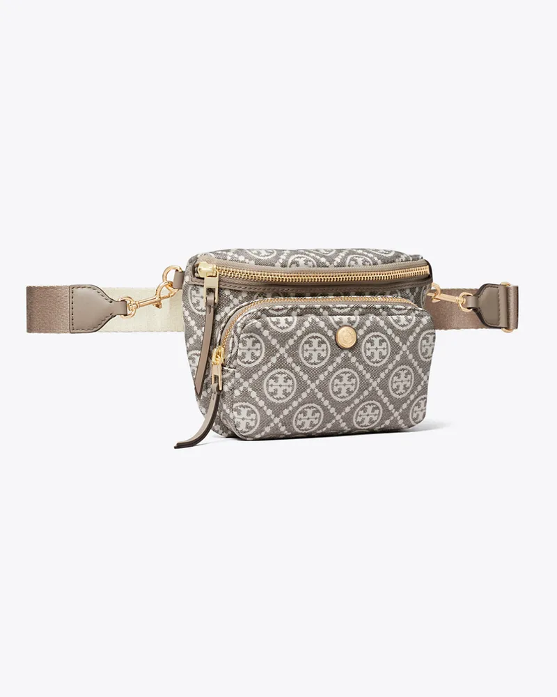 Tory Burch Damen Mini-Gürteltasche aus beschichtetem Jacquard mit T-Monogramm Charcoal
