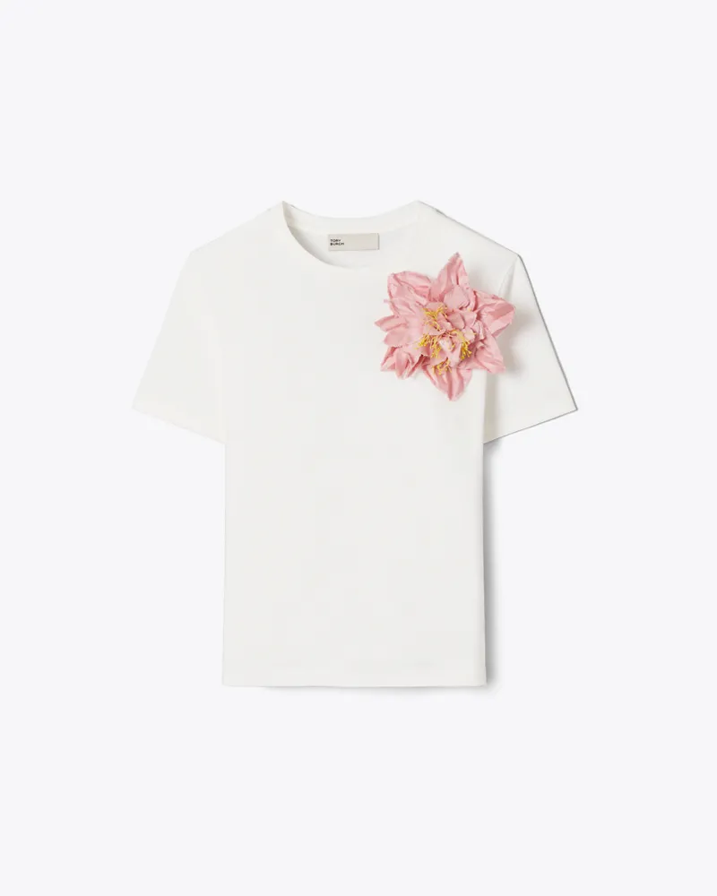 Tory Burch Verziertes T-Shirt aus Baumwolle Snow