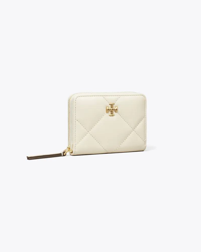 Tory Burch Damen Kleine Kira Geldbörse mit Rautensteppung und umlaufendem Reißverschluss Warm