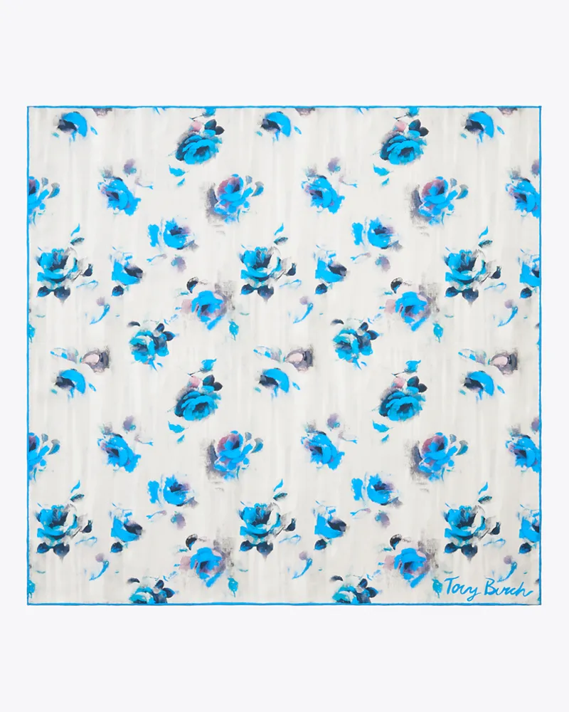 Tory Burch Damen Blue Roses Neckerchief Blue
