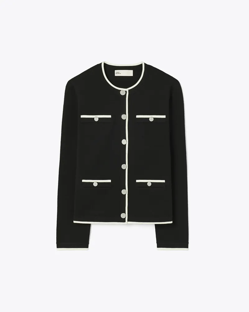 Tory Burch Damen Kendra Cardigan aus Wolle Black