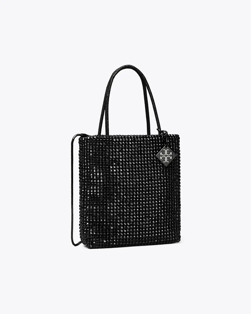 Tory Burch Damen Key Item Mini Tote Bag mit Kristallverzierung Black