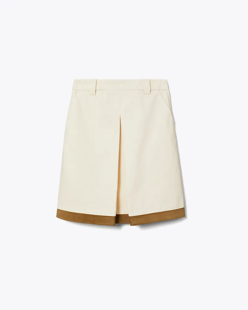 Tory Burch Damen Denim Skirt Beige